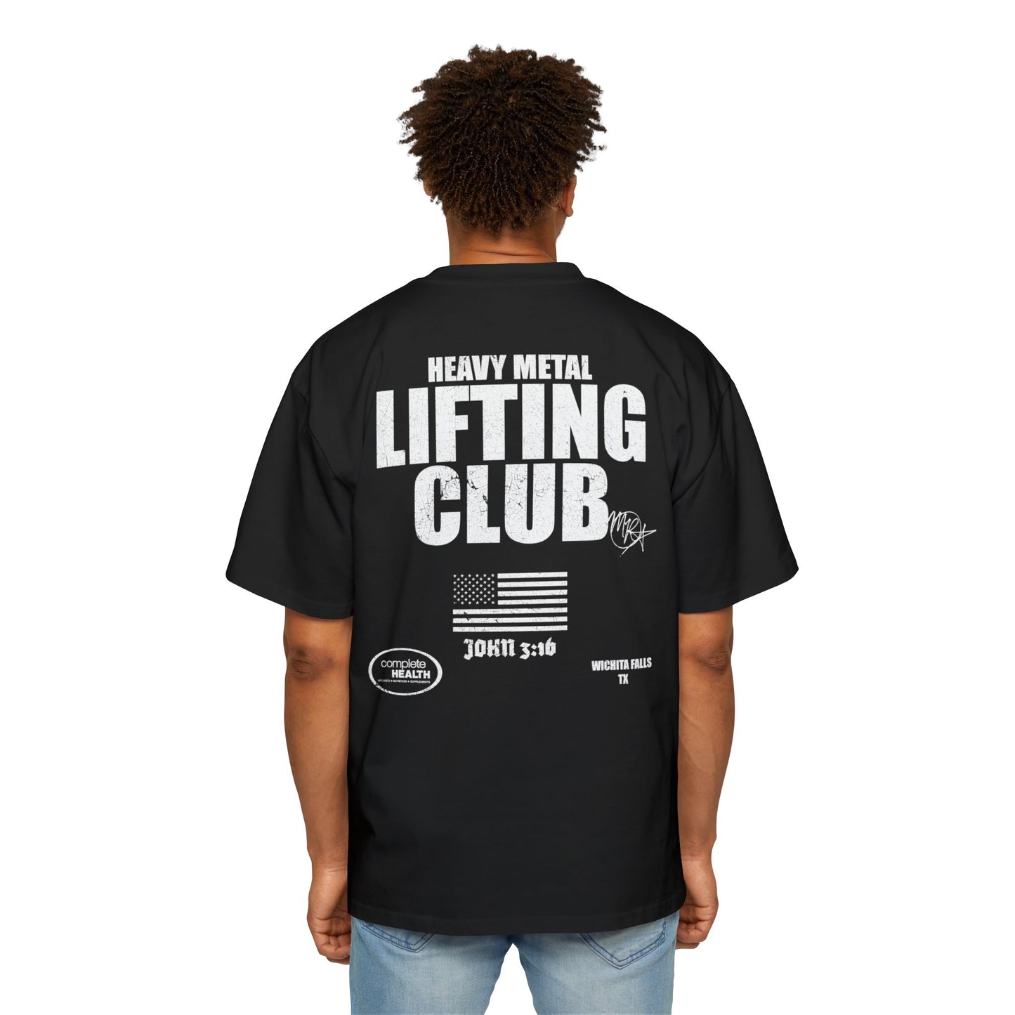 Oversized Tee - Heavy Metal Lifting Club Distressed Print