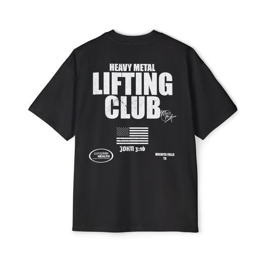 Oversized Tee - Heavy Metal Lifting Club Distressed Print