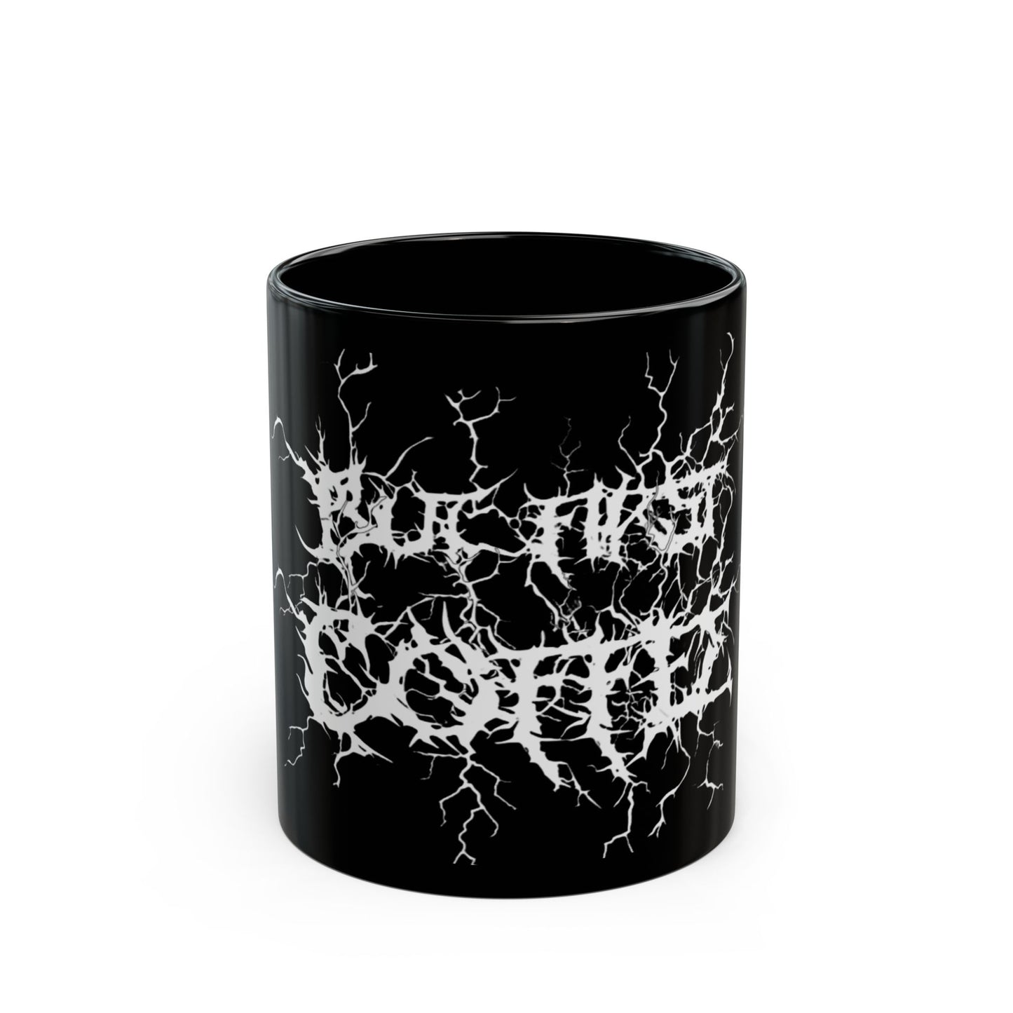 'But First Coffee' death metal mug