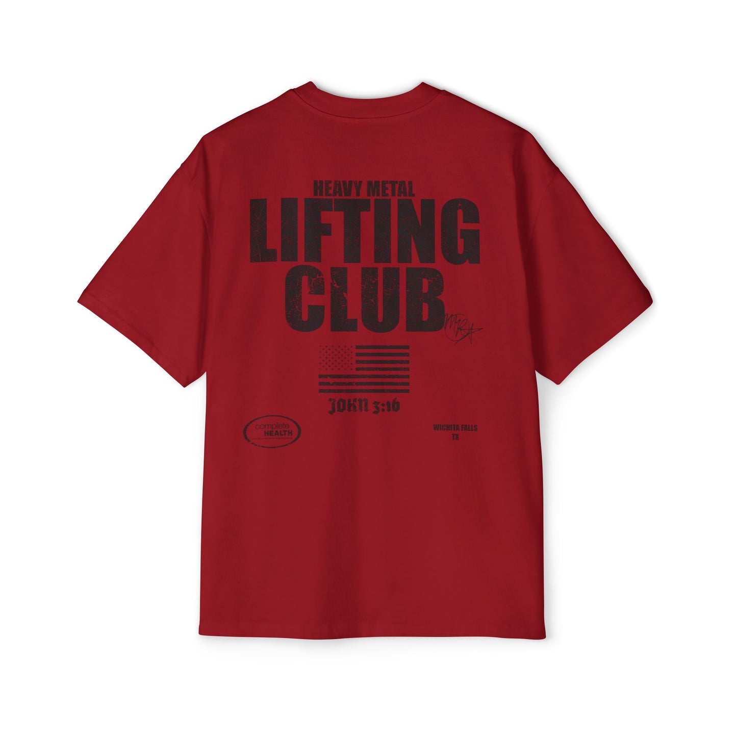 Oversized Tee - Heavy Metal Lifting Club Distressed Print