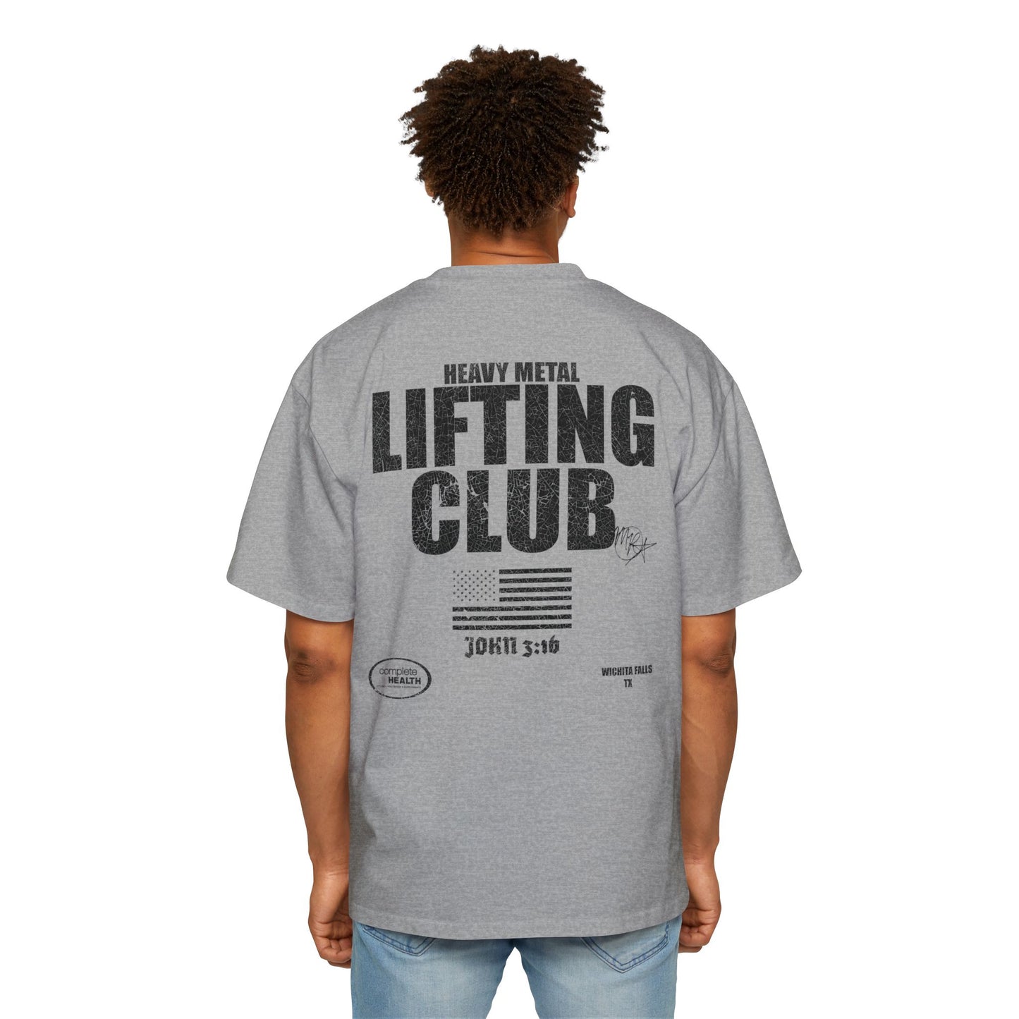 Oversized Tee - Heavy Metal Lifting Club Distressed Print