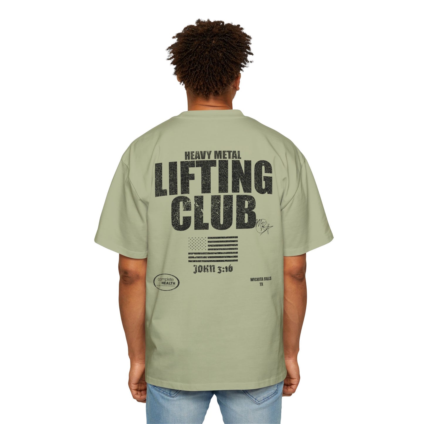 Oversized Tee - Heavy Metal Lifting Club Distressed Print