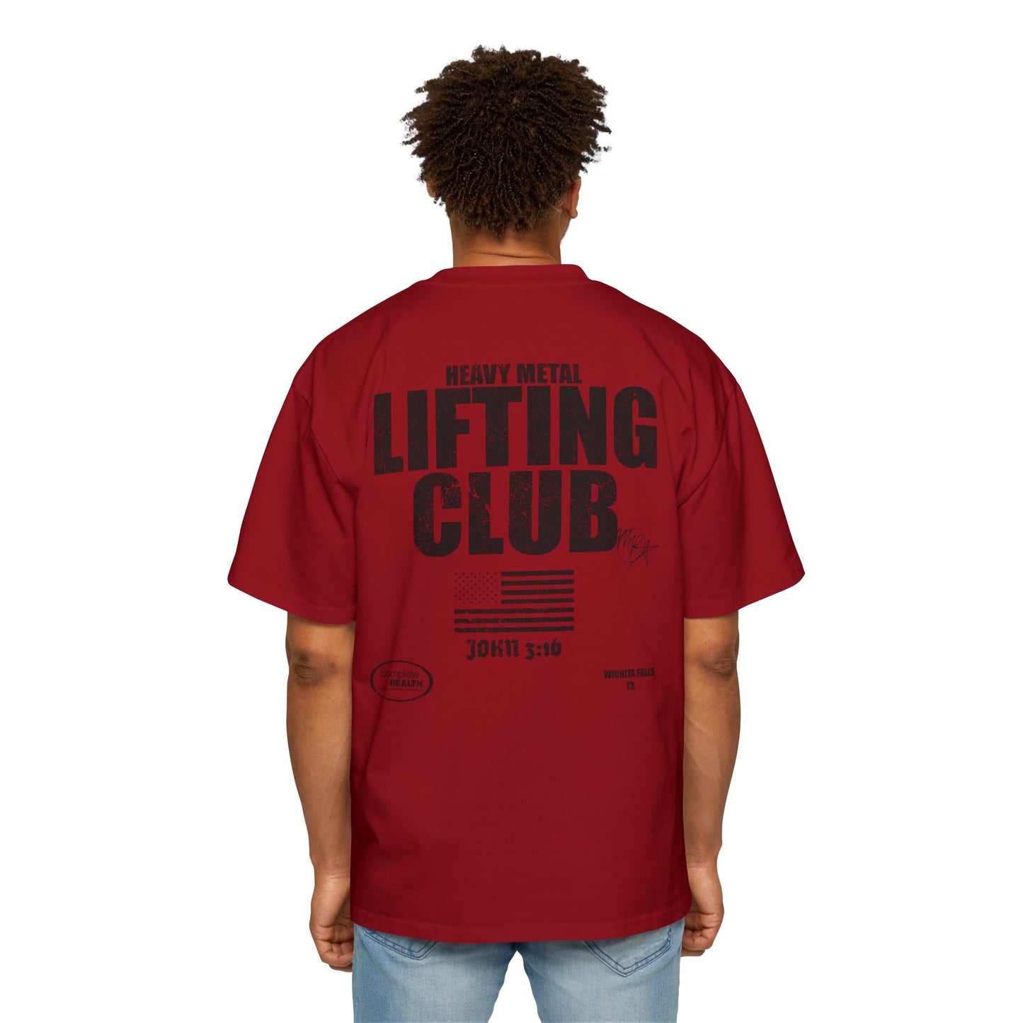 Oversized Tee - Heavy Metal Lifting Club Distressed Print